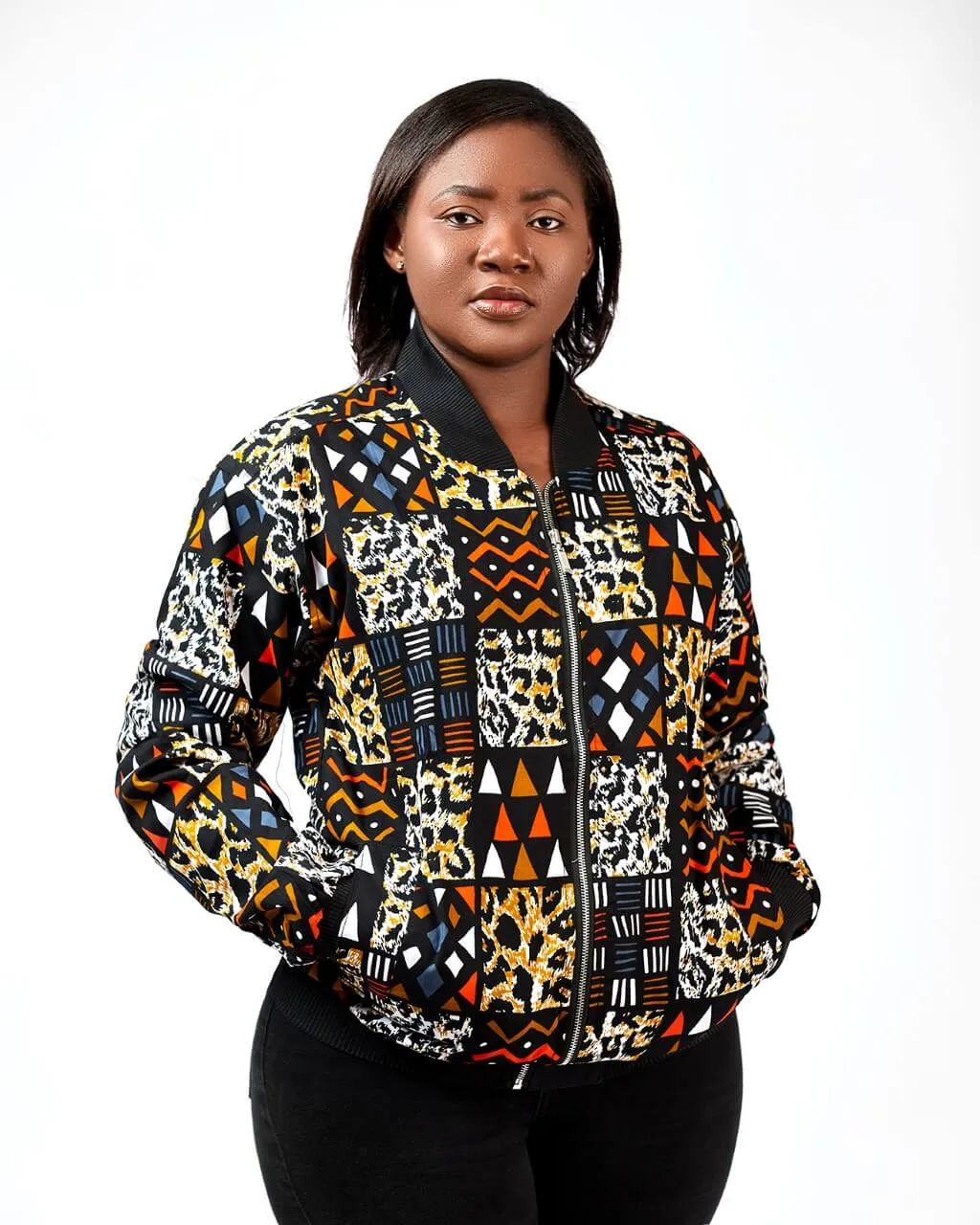 Kitoko African Kente Print Bomber Jacket -