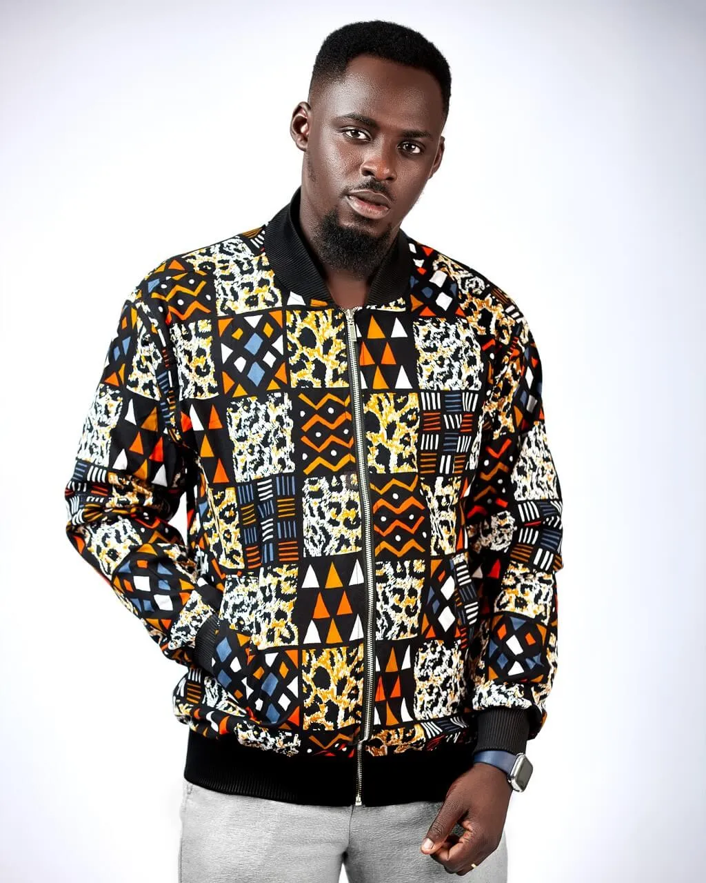 Kitoko African Kente Print Bomber Jacket -