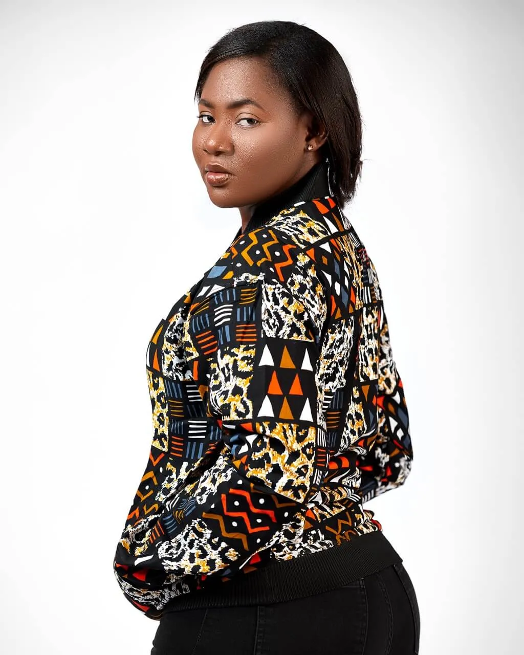 Kitoko African Kente Print Bomber Jacket -