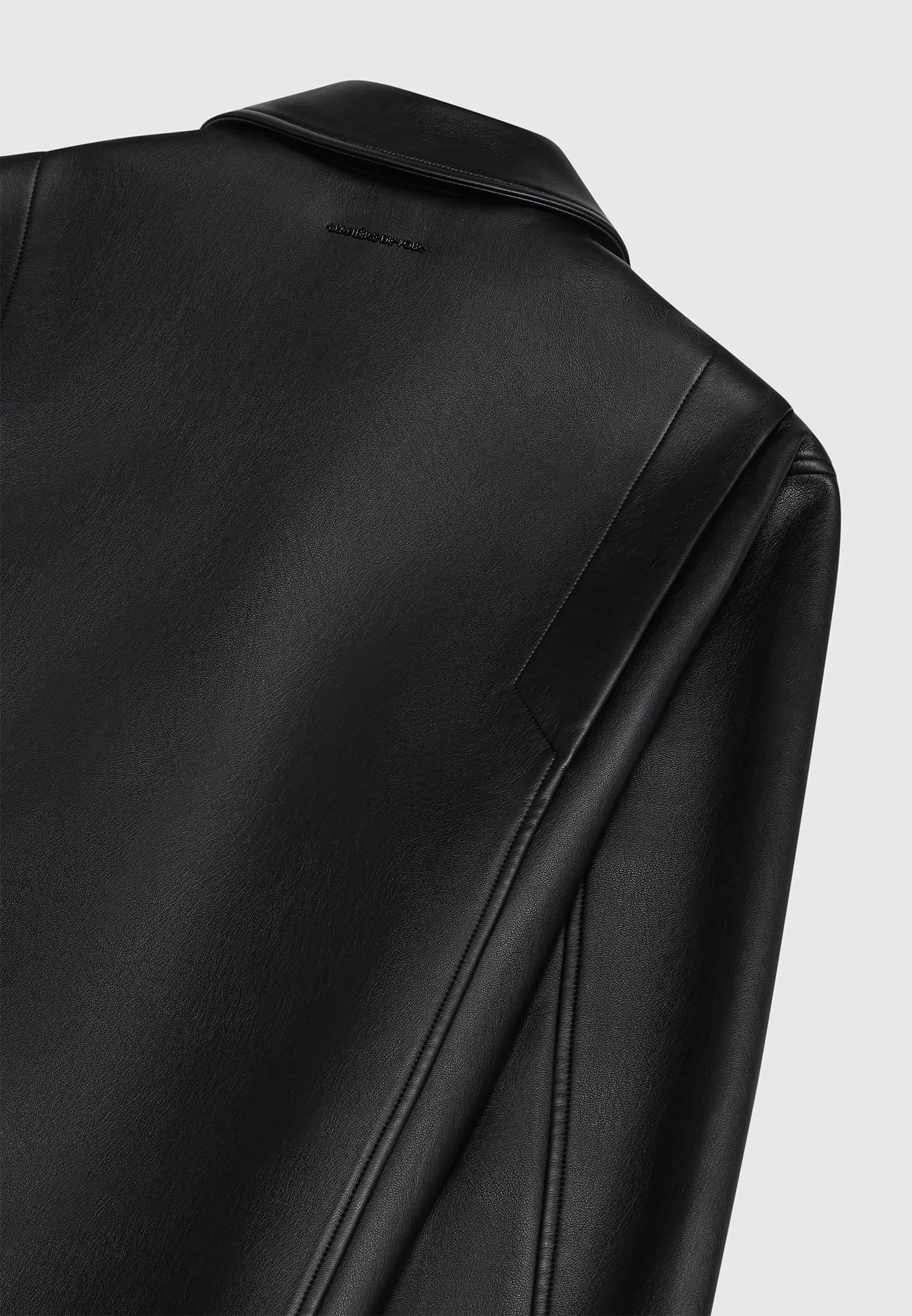 Leather Minimal Boxy Jacket - Black