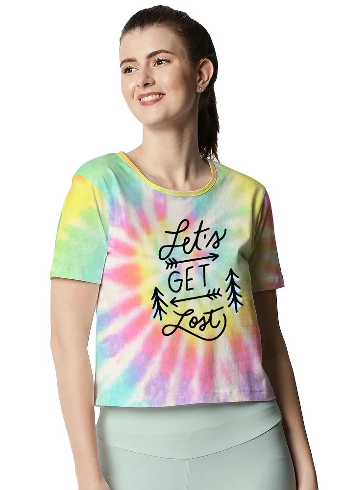 Lets Get Lost Spiral Tie Dye Crop Top