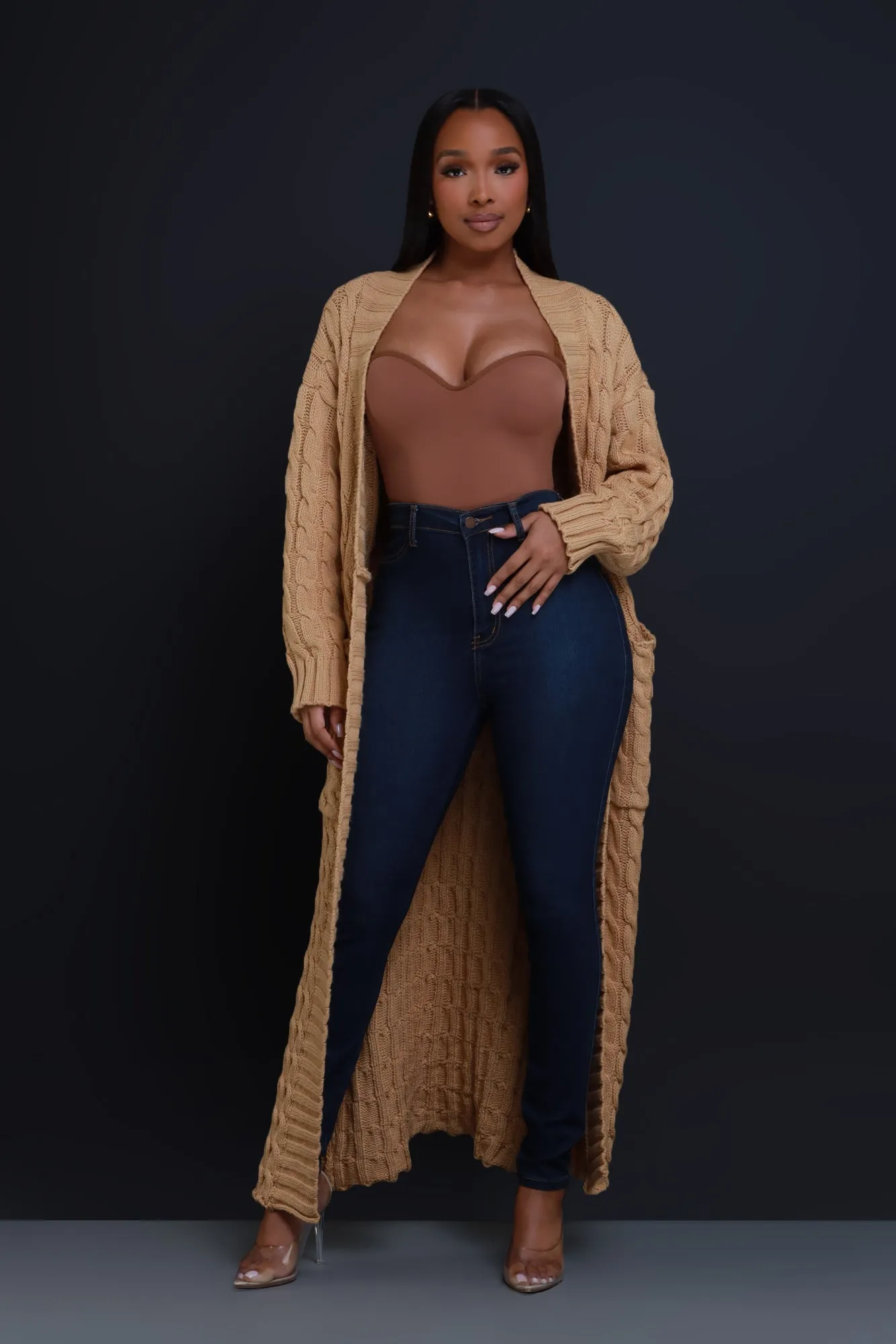 Love It Here Longline Cardigan Sweater - Beige