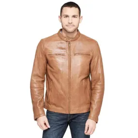 Maher Leather Vintage Center Zip Lamb Moto Jacket