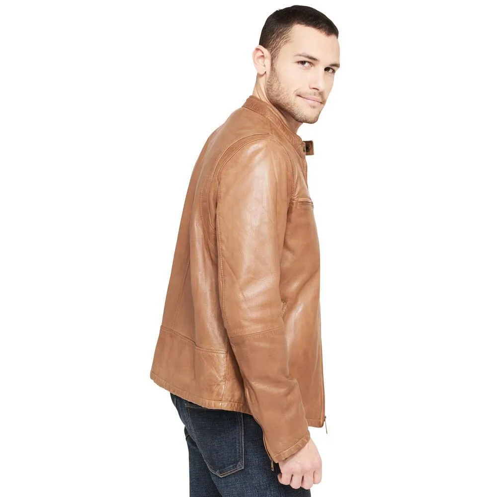 Maher Leather Vintage Center Zip Lamb Moto Jacket