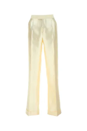 Maison Margiela Ivory Viscosa Blend Wide Leg Pant