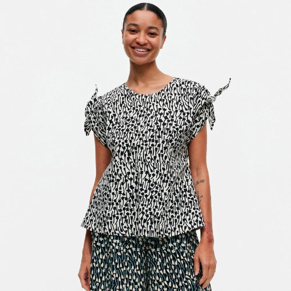 marimekko  |Flower Patterns Casual Style Cotton Medium Short Sleeves