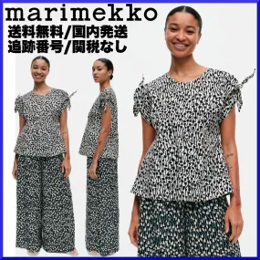 marimekko  |Flower Patterns Casual Style Cotton Medium Short Sleeves