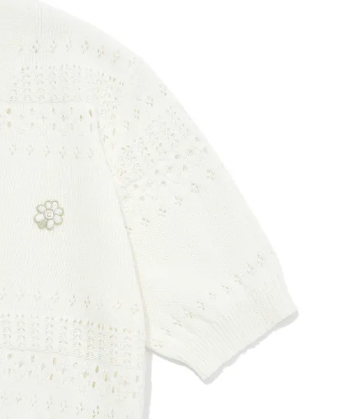 Mark Gonzales  |[WHAT IT ISNT]24SS★FLORY LOGO CROCHET SHORT-SLEEVE CARDIGAN