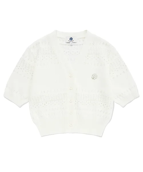 Mark Gonzales  |[WHAT IT ISNT]24SS★FLORY LOGO CROCHET SHORT-SLEEVE CARDIGAN