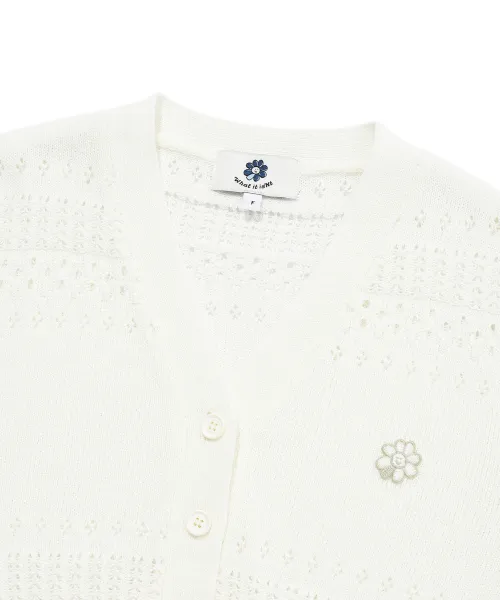 Mark Gonzales  |[WHAT IT ISNT]24SS★FLORY LOGO CROCHET SHORT-SLEEVE CARDIGAN