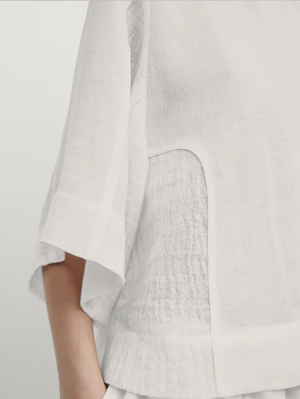 Massimo Dutti  |Casual Style Linen Plain Short Sleeves Elegant Style