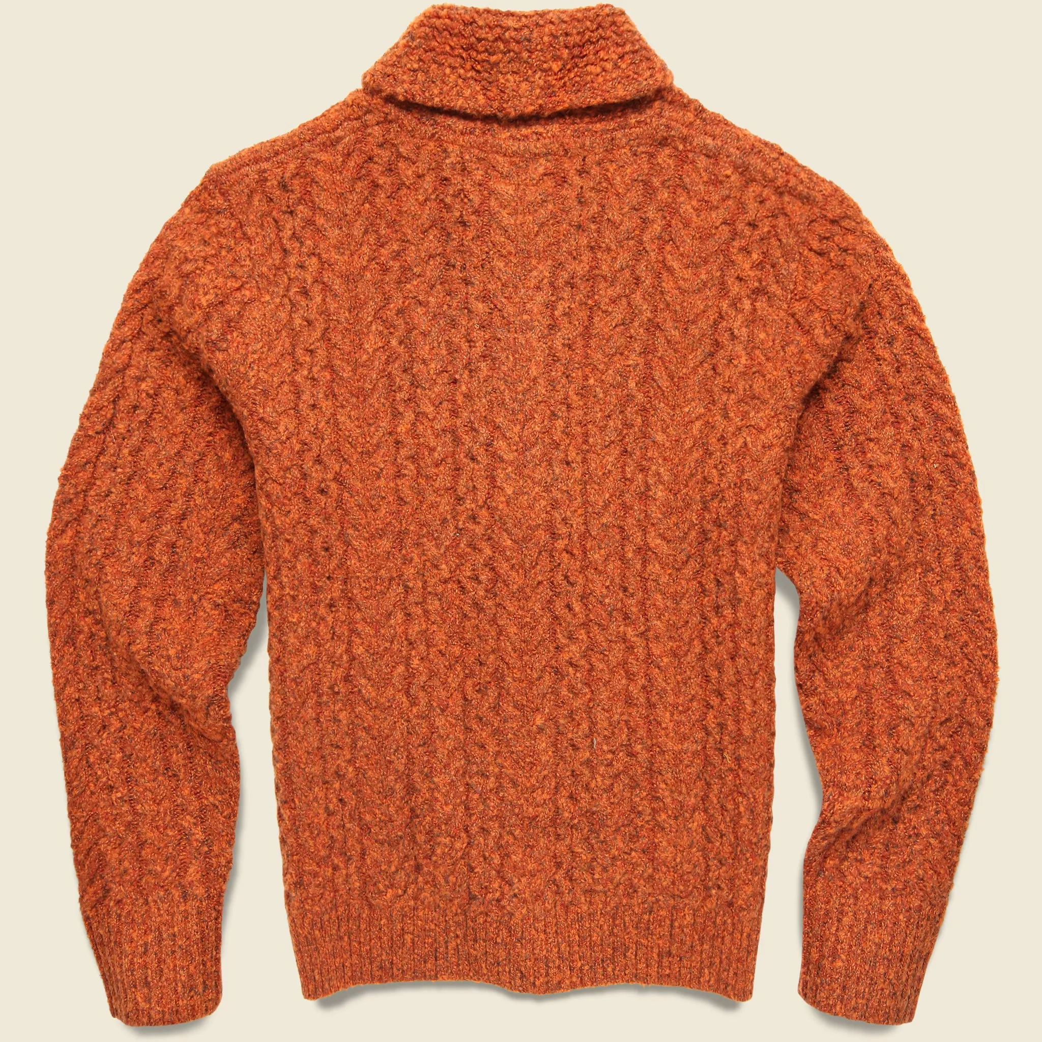 Melange Cable Shawl Cardigan - Burnt Orange