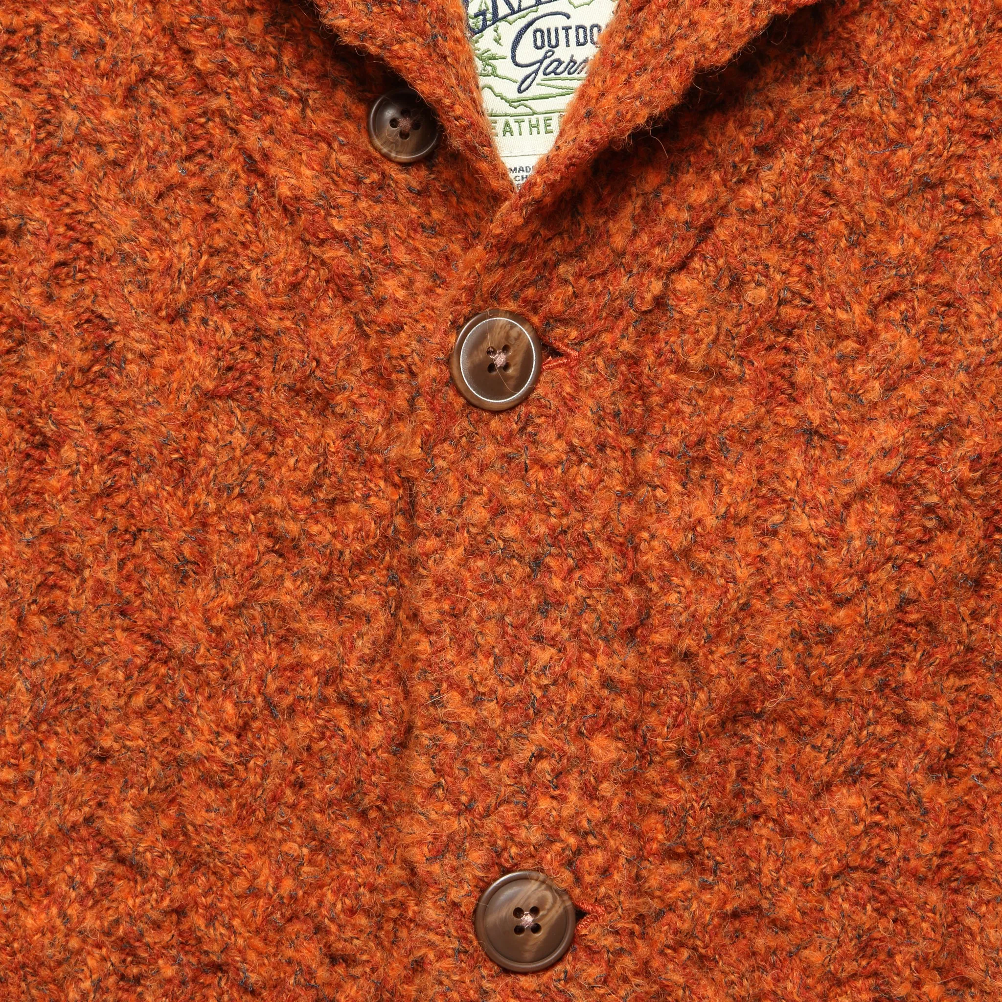 Melange Cable Shawl Cardigan - Burnt Orange