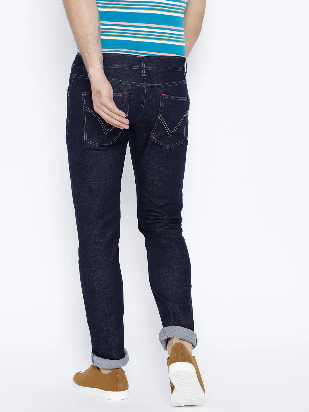 Men Navy Blue Slim Fit Mid-Rise Clean Look Stretchable Jeans