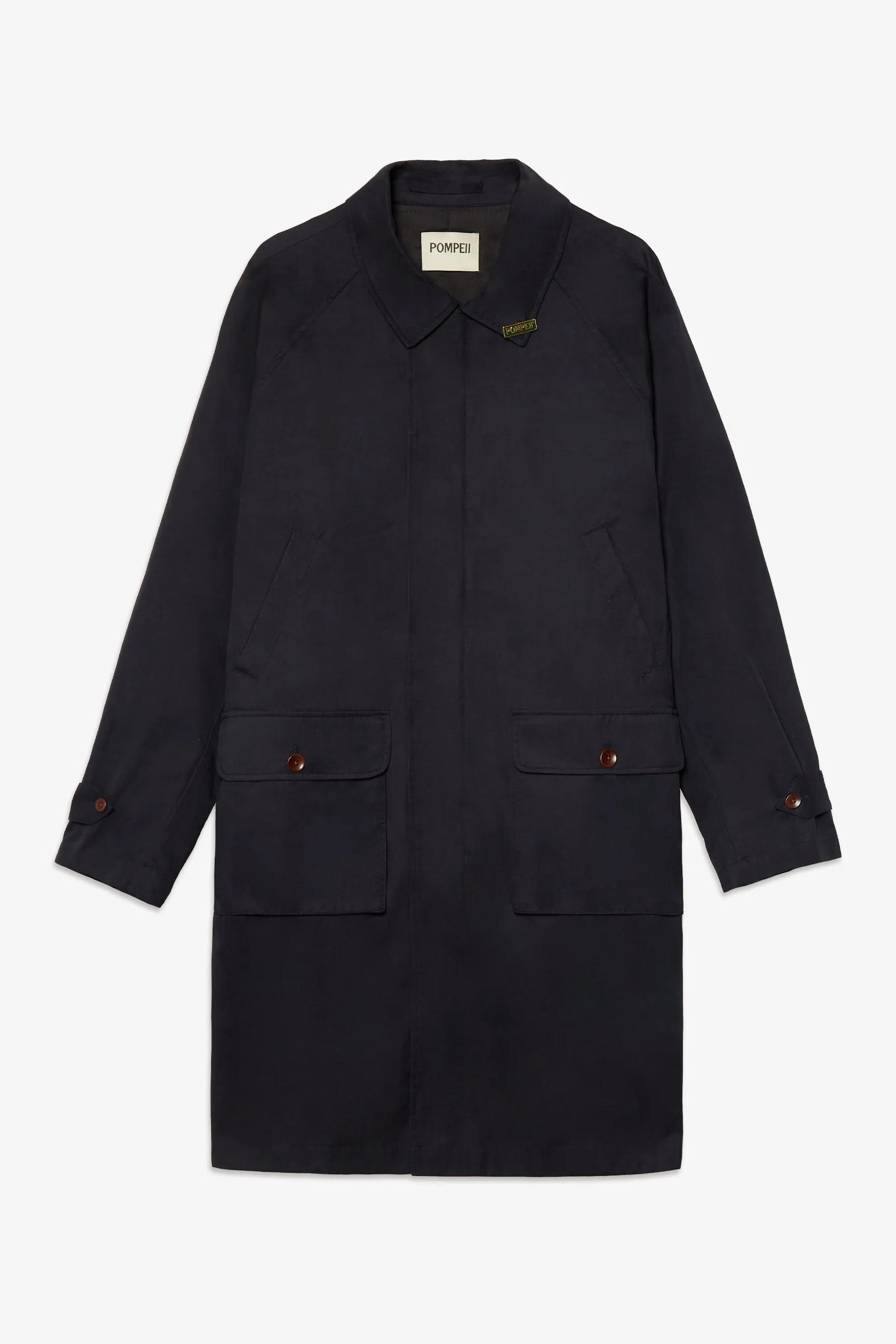 NAVY COTTON MAC COAT