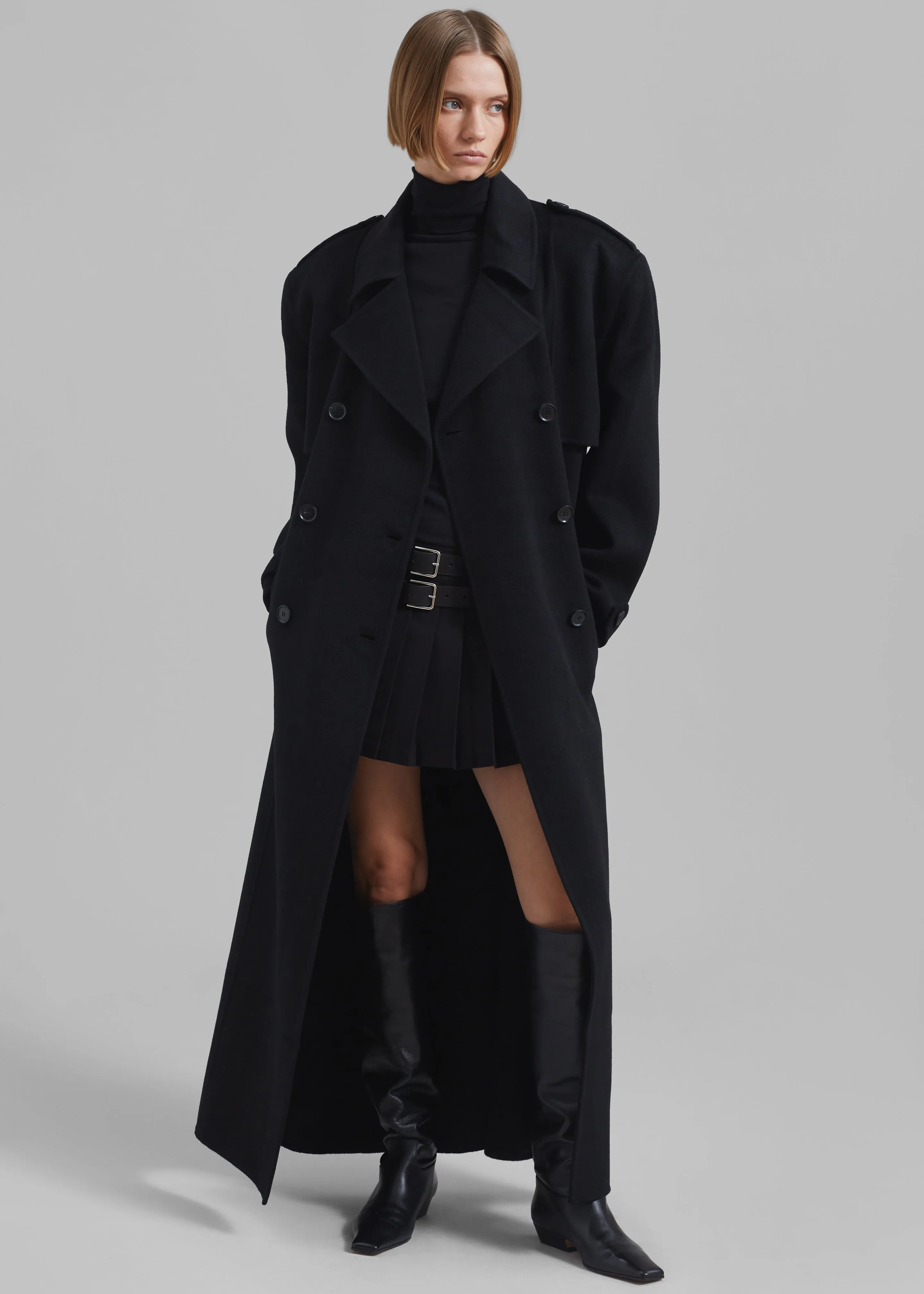 Nikola Padded Trench Coat - Black