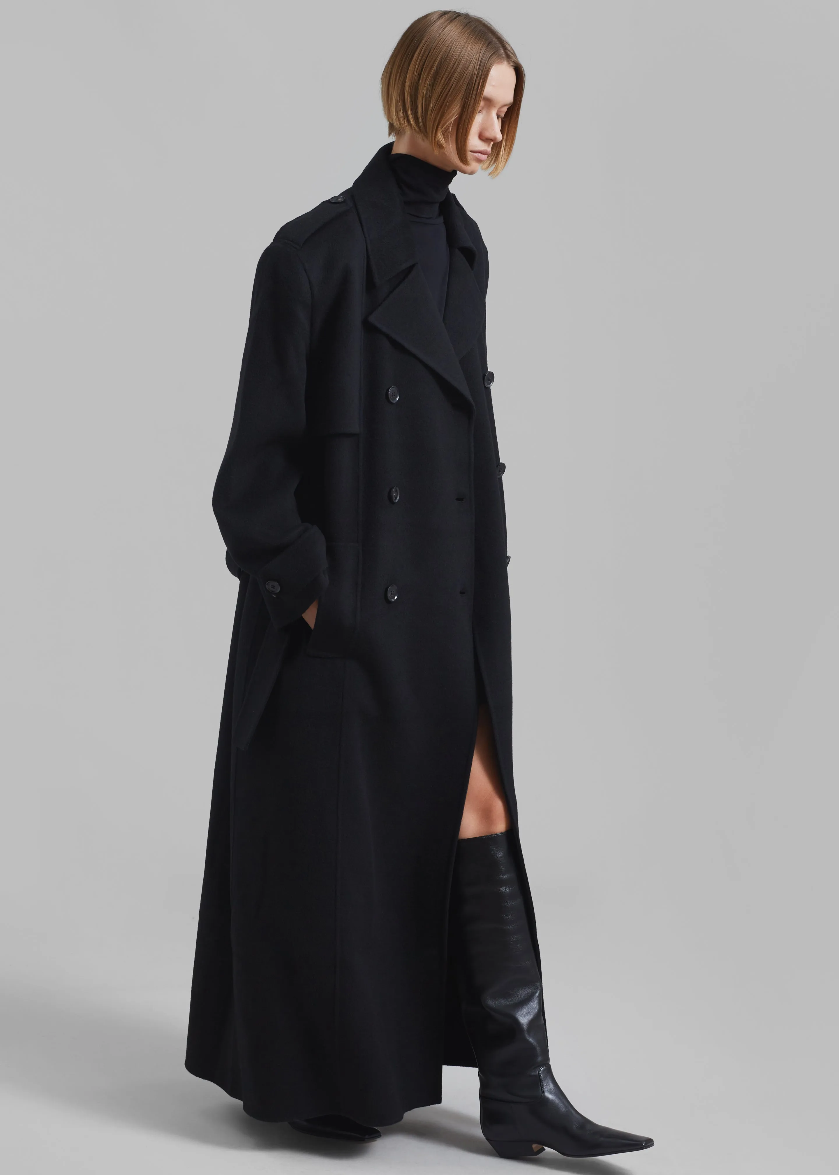 Nikola Padded Trench Coat - Black