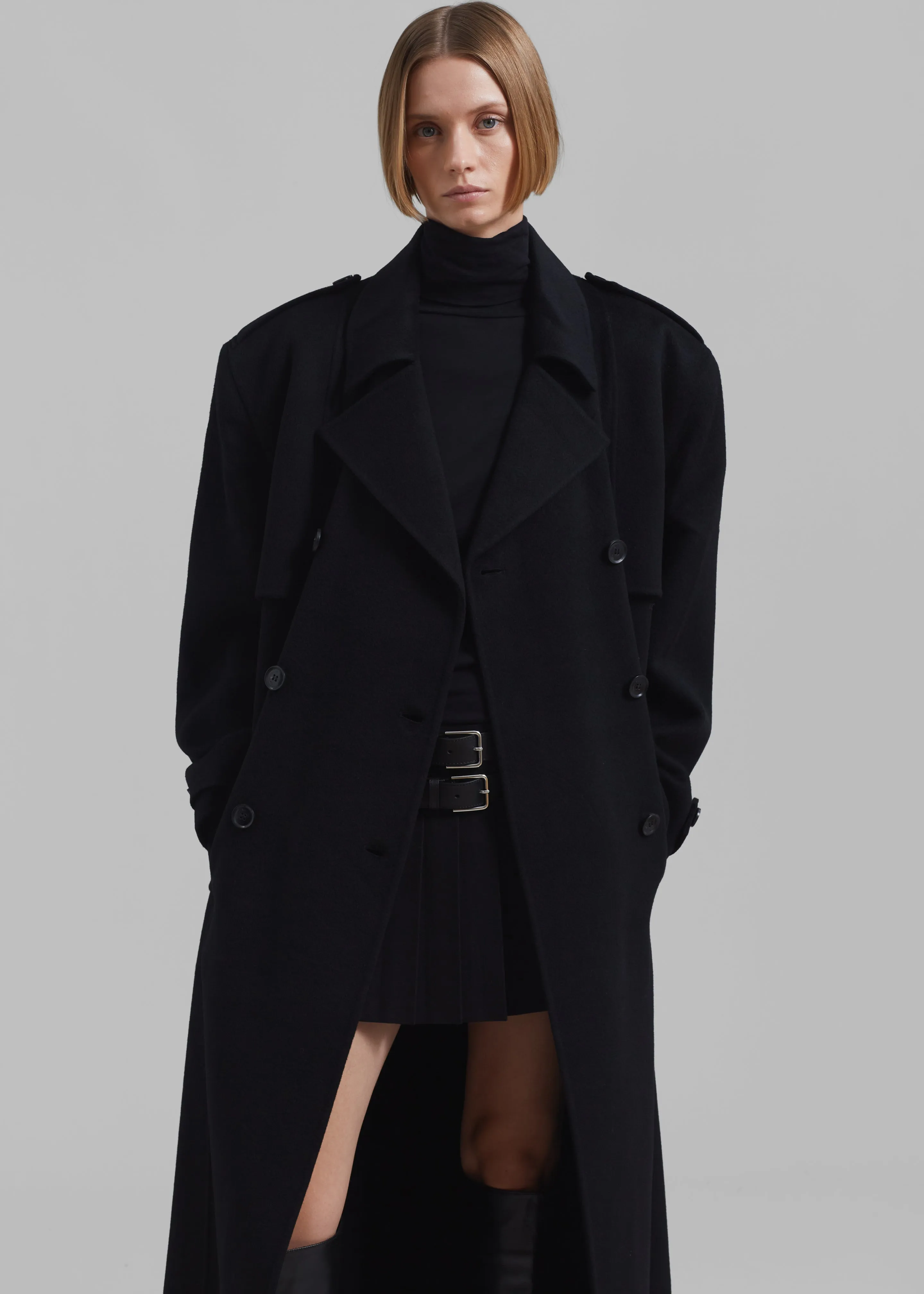 Nikola Padded Trench Coat - Black