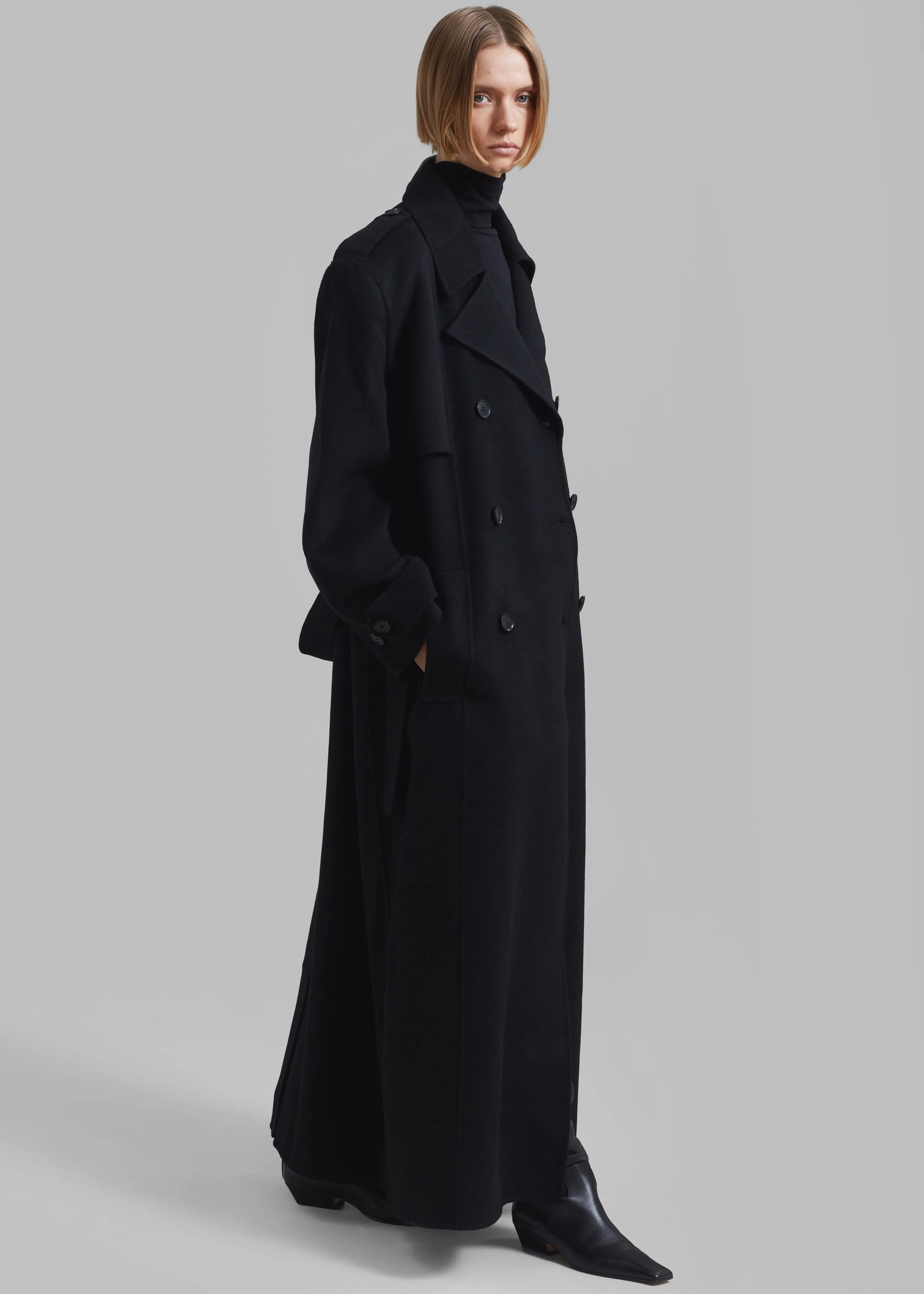 Nikola Padded Trench Coat - Black