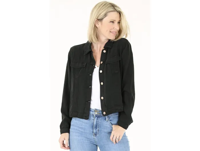 Nostalgia Women's Washed Light Button Up Jacket