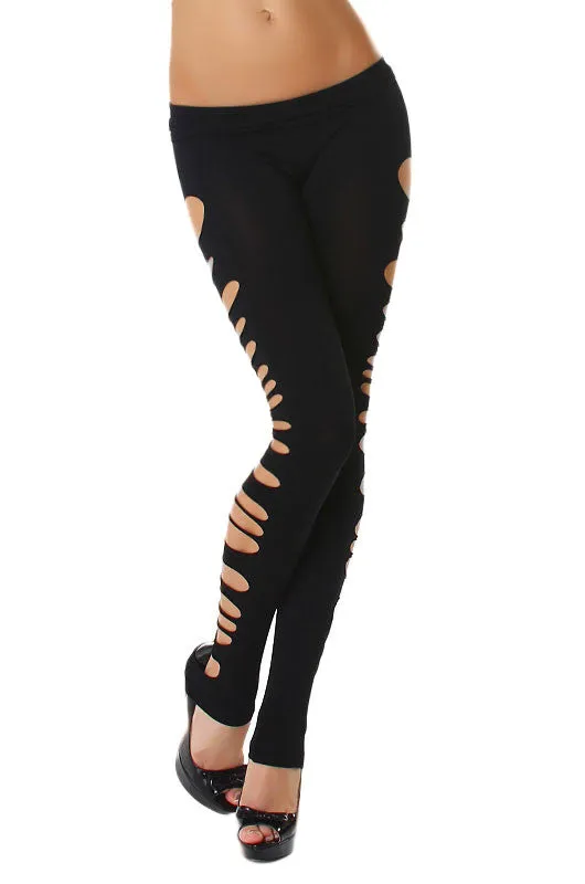 Opaque Good Strech Black Big Sexy Ripped Leggings Low Waist Skinny Pants 6 Colors 60185 SM6