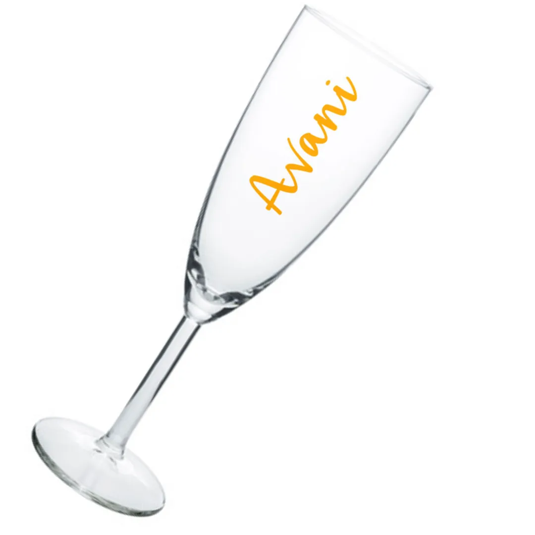 Personalized Flute Glasses for Champagne Prosecco Mimosa - Add Your Name