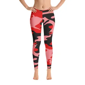 Pink, Red and Black Camouflage Leggings