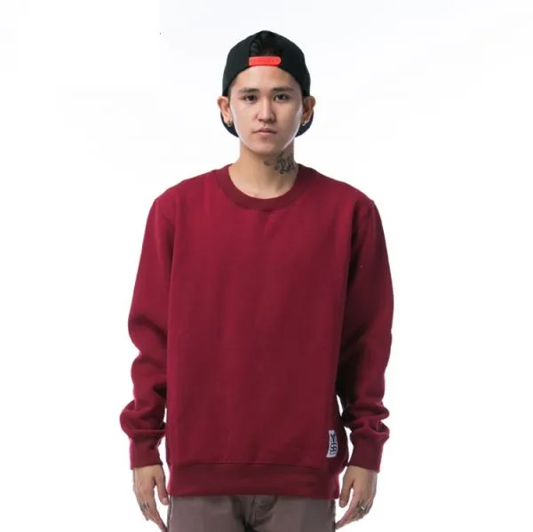 Plain Solid Colored Crewneck Sweater for Men - Cotton