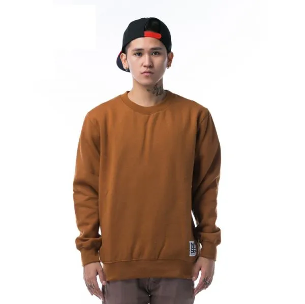 Plain Solid Colored Crewneck Sweater for Men - Cotton