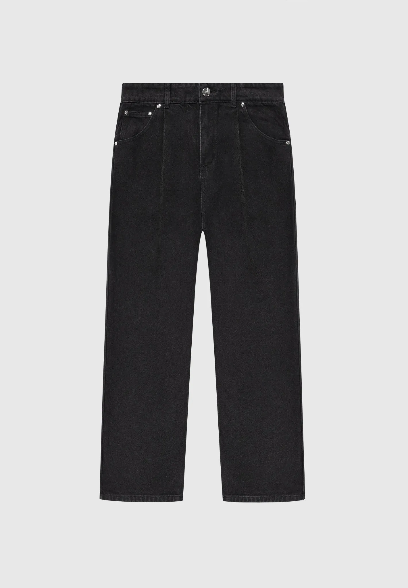 Pleated Jeans - Washed Black