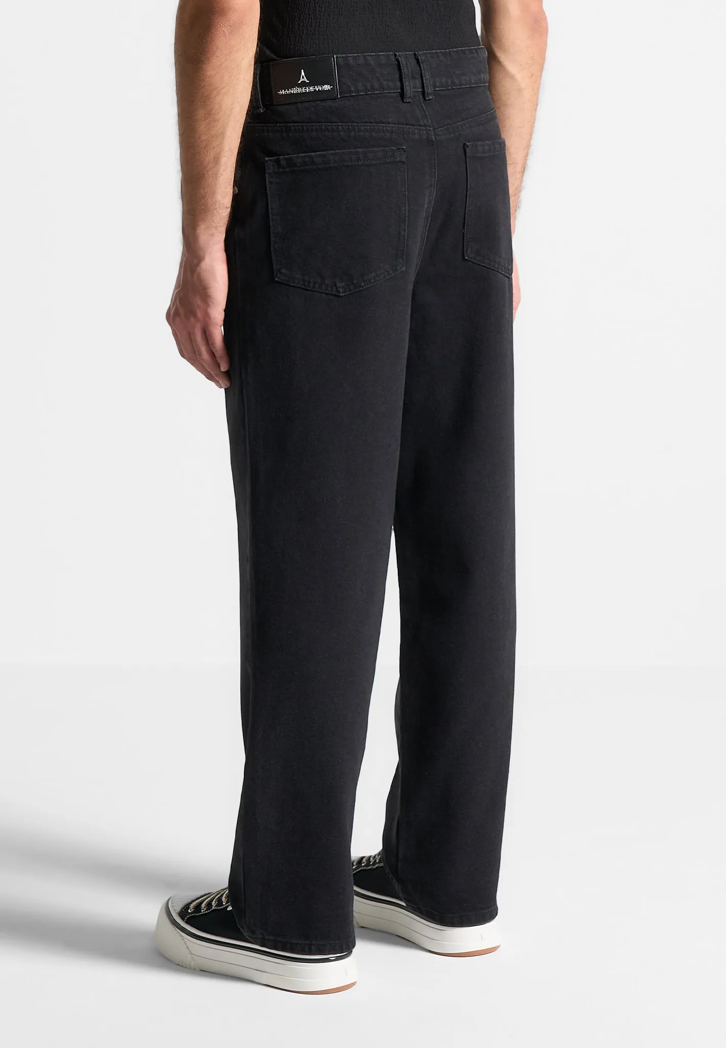 Pleated Jeans - Washed Black