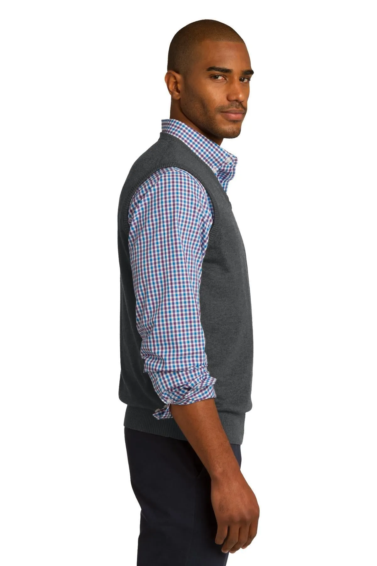 Port Authority Sweater Vest SW286 Charcoal Heather