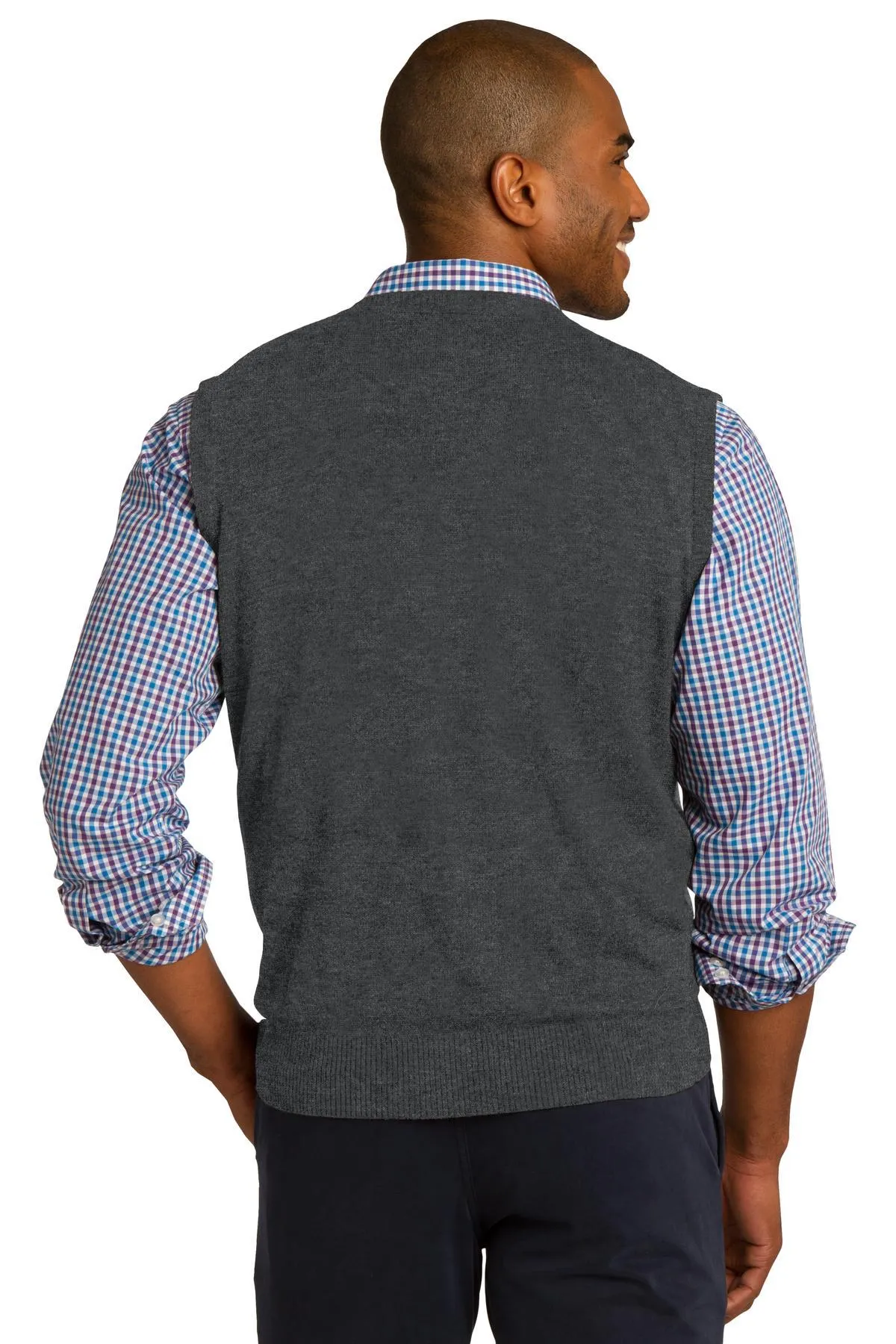 Port Authority Sweater Vest SW286 Charcoal Heather