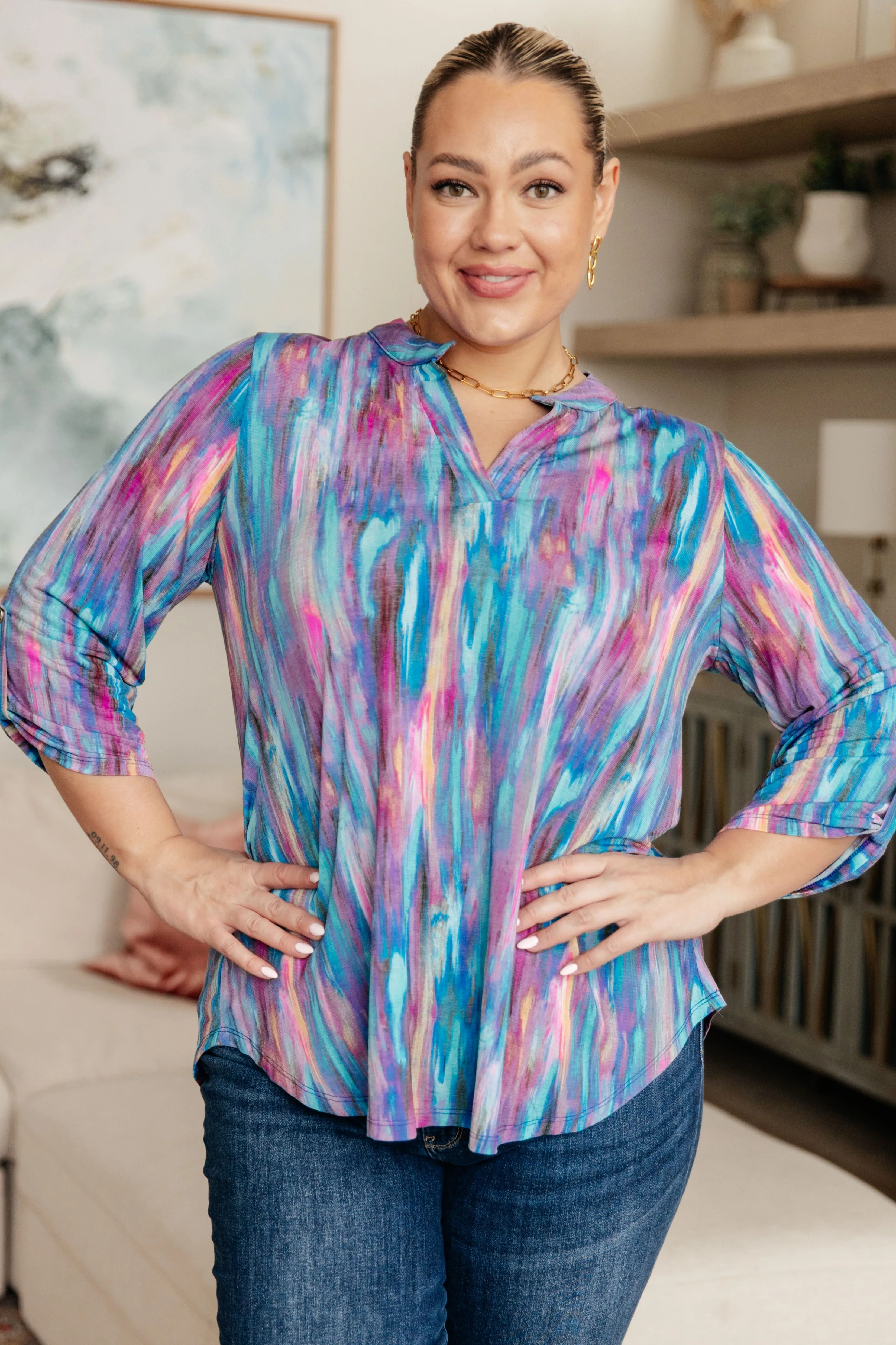 Raina Blouse in Blue Multi