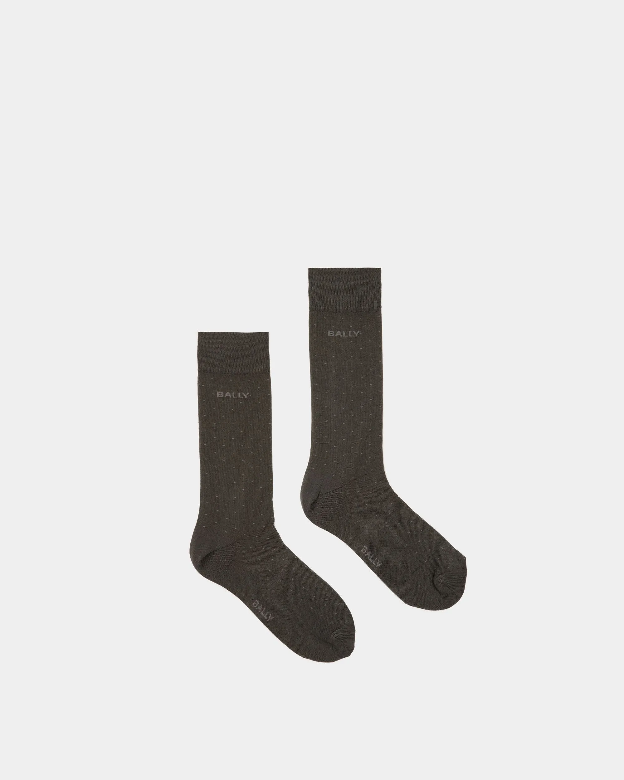 Ribbed Logo Socks In Gray Cotton Mix 