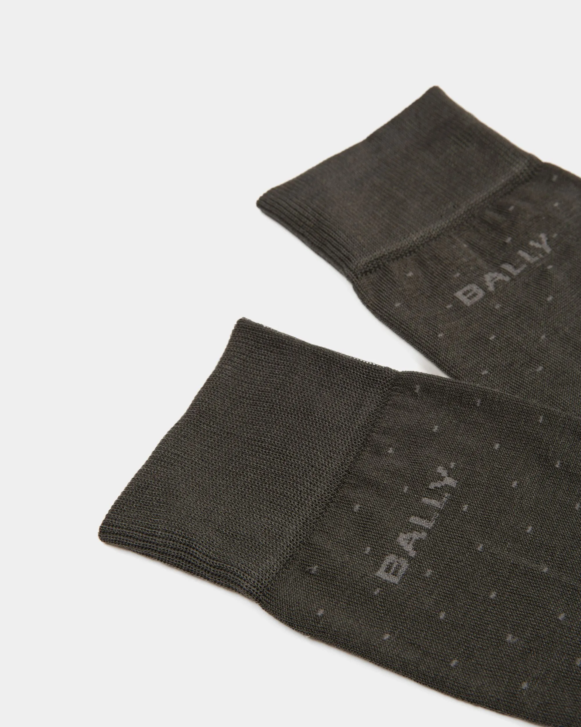 Ribbed Logo Socks In Gray Cotton Mix 