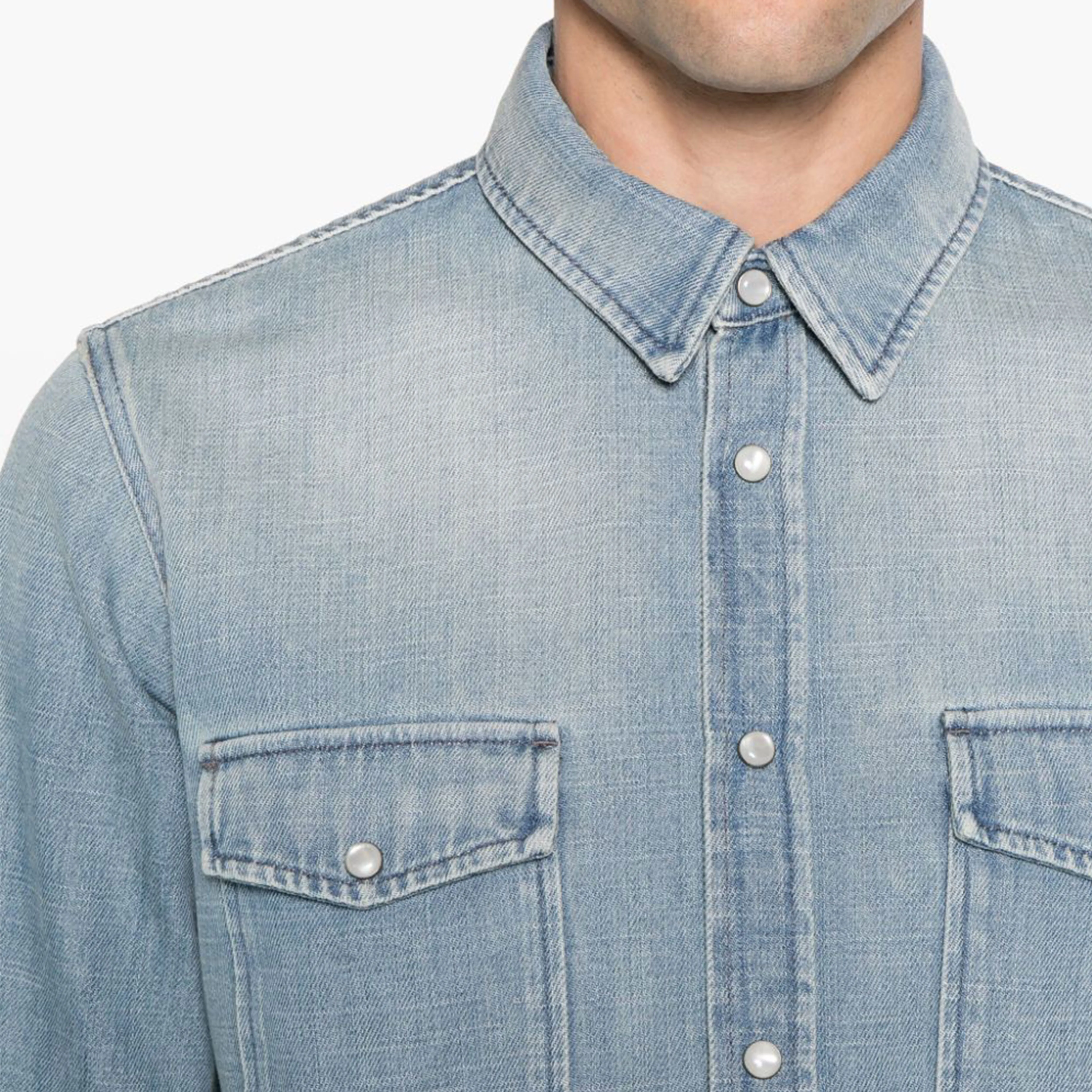 Saint Laurent  |Denim Street Style Long Sleeves Plain Cotton Luxury Shirts