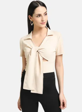 Self-Tie Collar Top