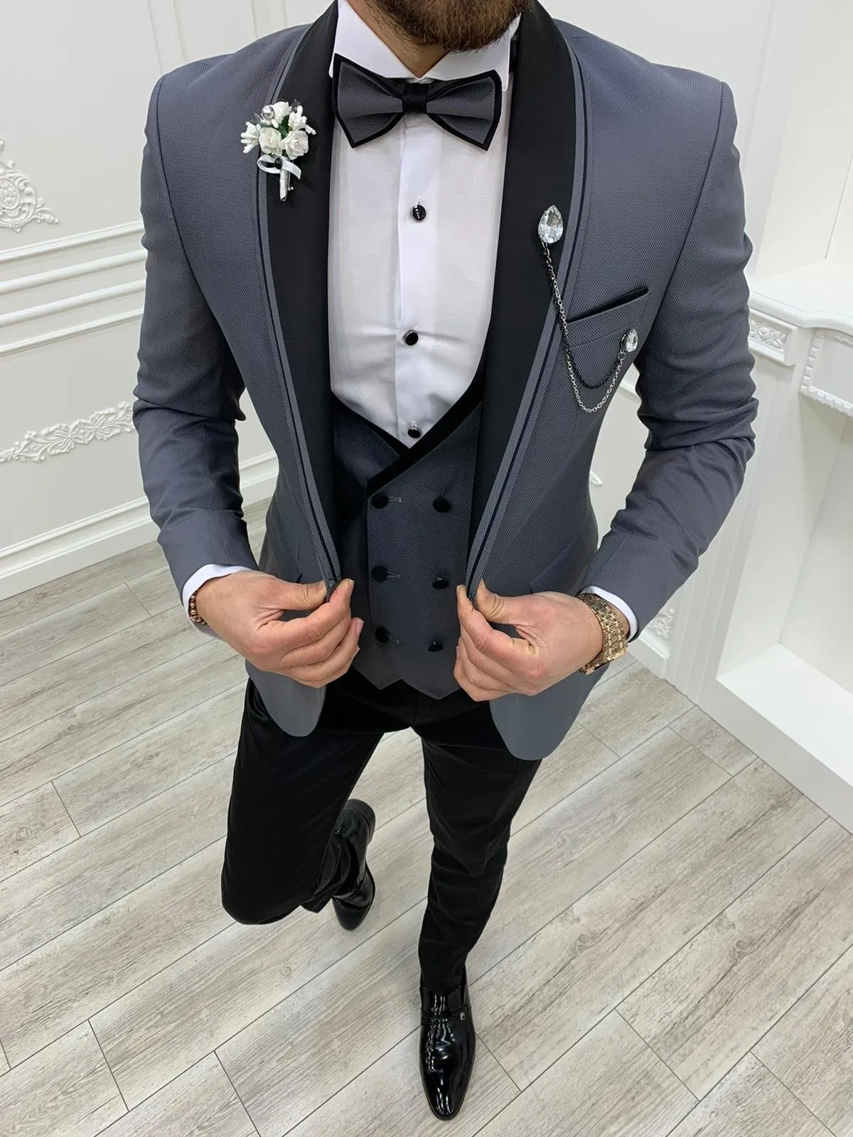 Serra Royal Gray Slim Fit Tuxedo