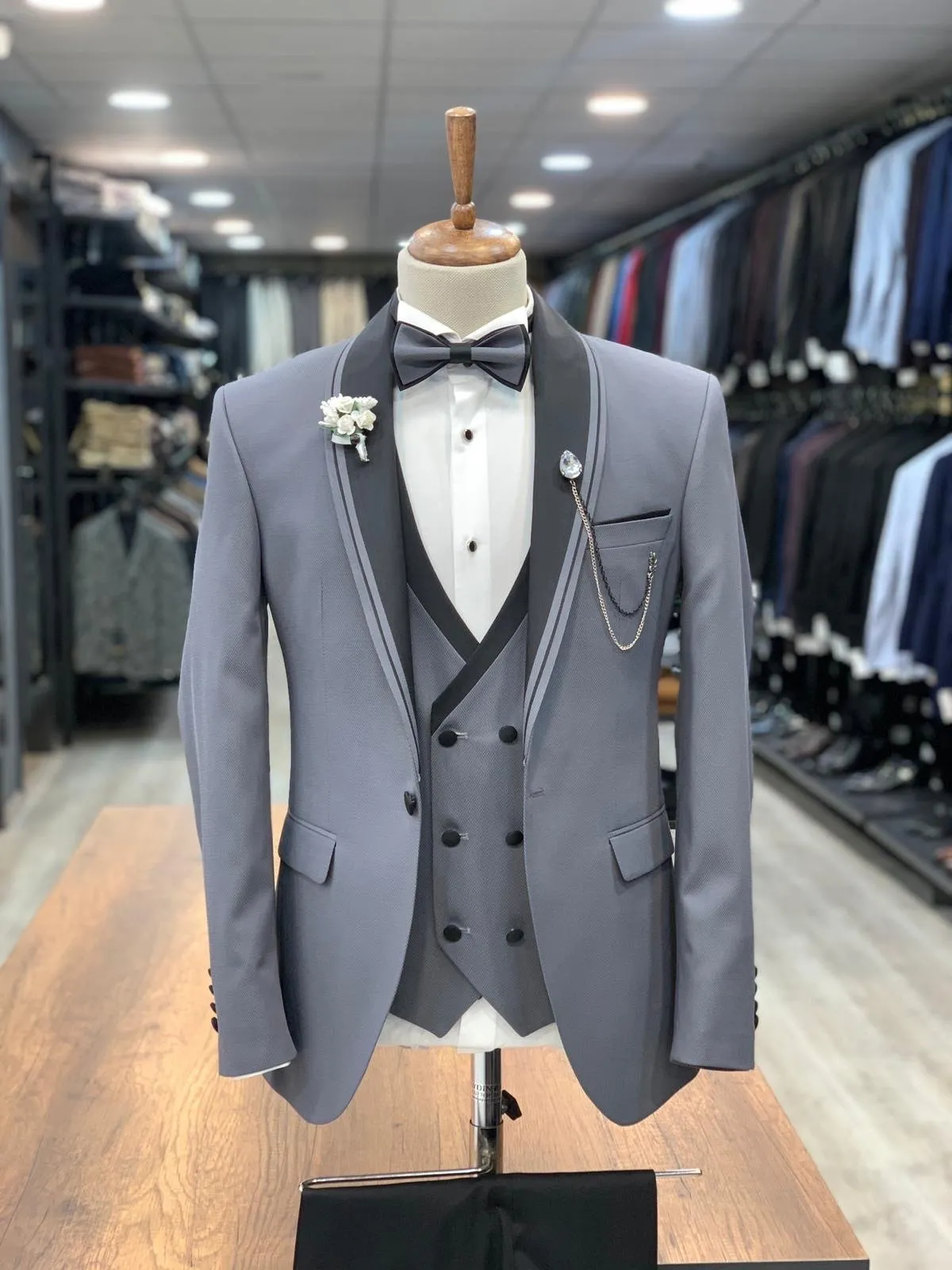 Serra Royal Gray Slim Fit Tuxedo