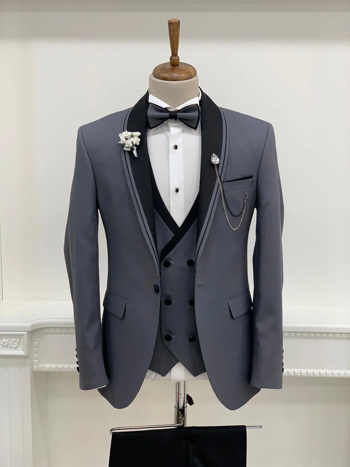 Serra Royal Gray Slim Fit Tuxedo