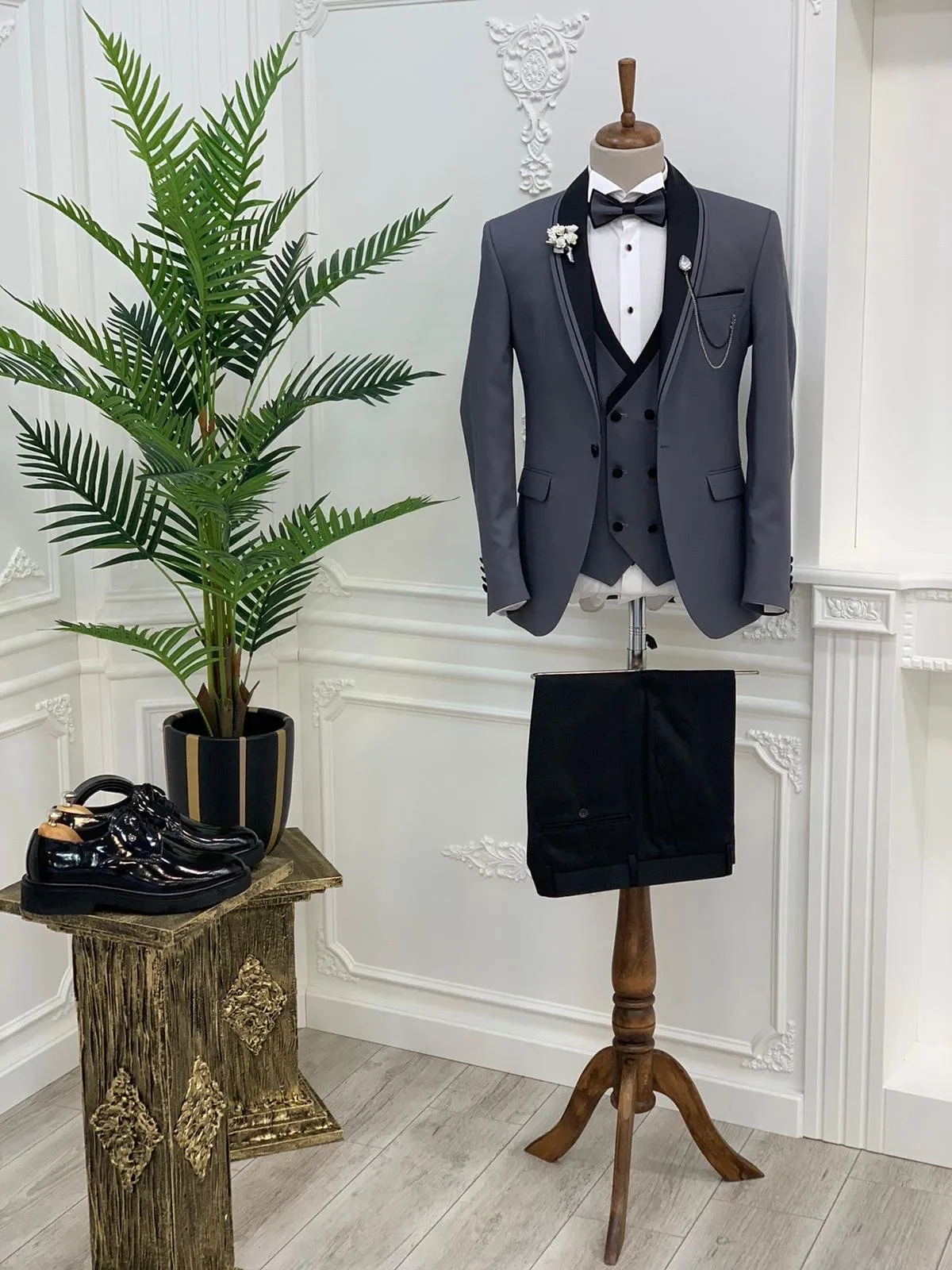 Serra Royal Gray Slim Fit Tuxedo