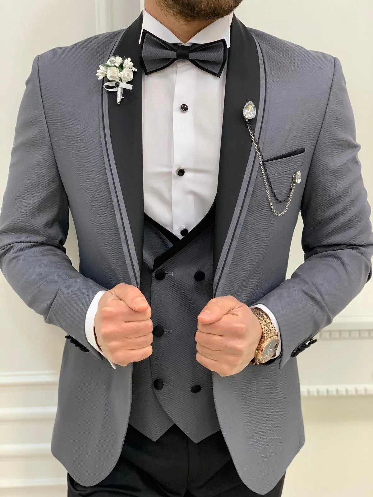 Serra Royal Gray Slim Fit Tuxedo