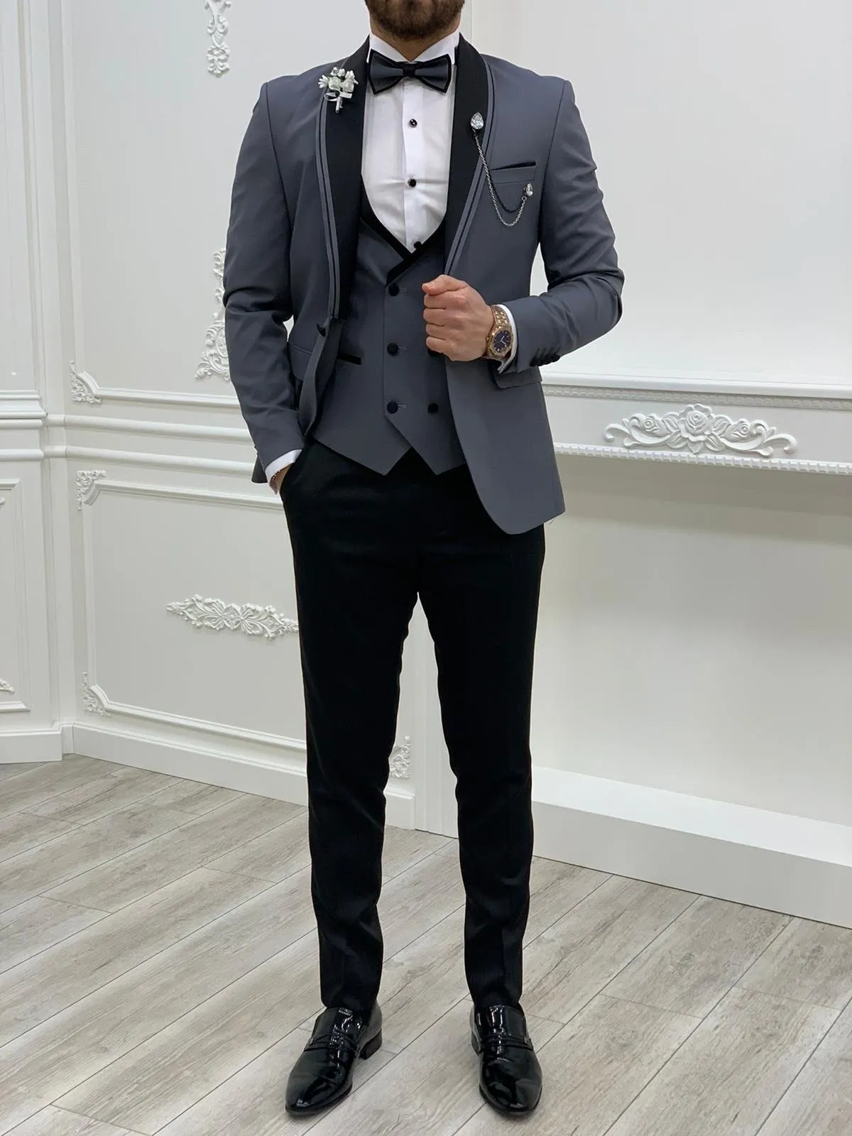 Serra Royal Gray Slim Fit Tuxedo