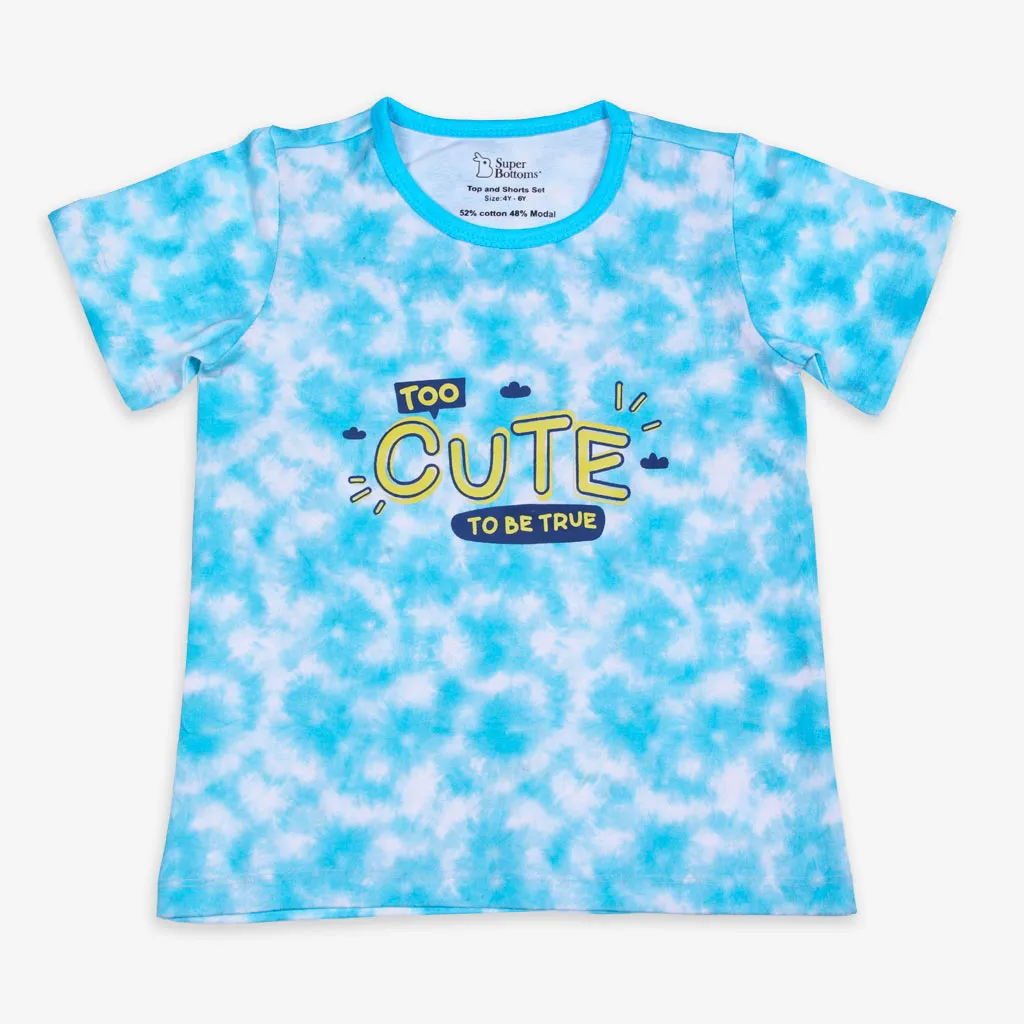 Short Sleeve Top & Shorts Set - Tie-Dye Blue - 6 - 12 months