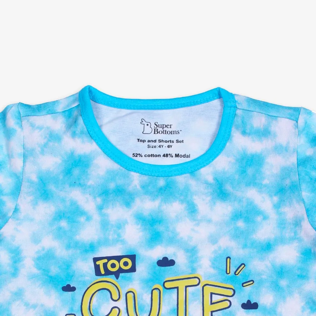 Short Sleeve Top & Shorts Set - Tie-Dye Blue - 6 - 12 months