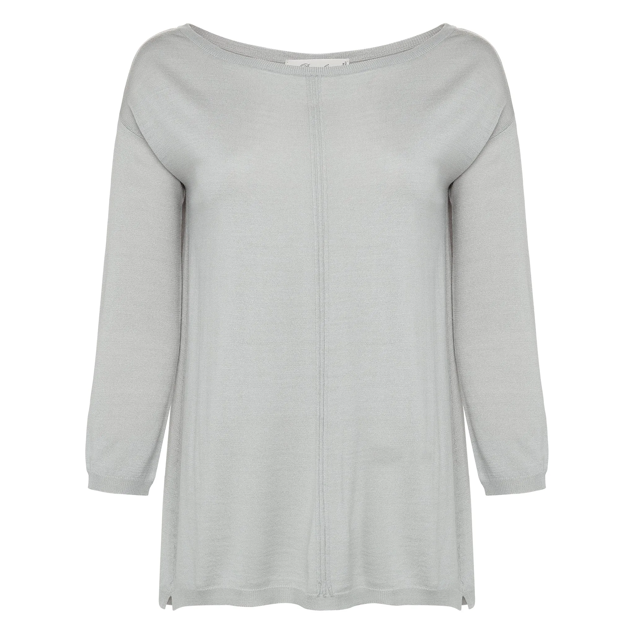 Silk Sweater with Silk Back - Grey