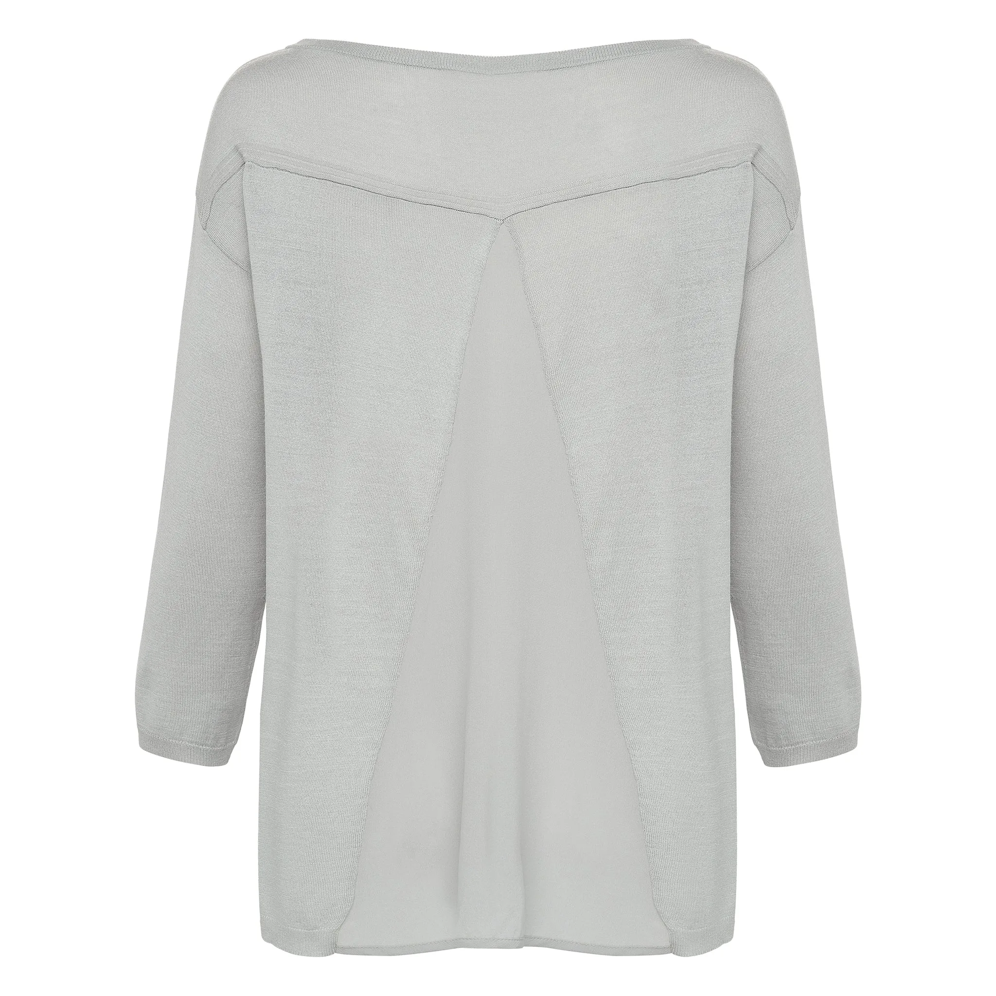 Silk Sweater with Silk Back - Grey