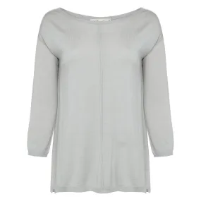 Silk Sweater with Silk Back - Grey