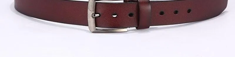 Simple Design Men's 3.8cm Wide Genuine Leather Metal Pin Buckle Jeans Belt